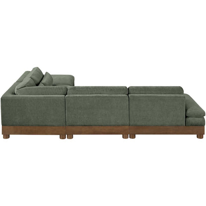 Turin 120" Green Chenille Fabric Upholstered 5pc. Modular Sectional
