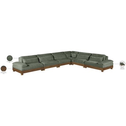 Turin 167.75" Green Chenille Fabric Upholstered 6pc. Modular Sectional