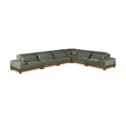 Turin 167.75" Green Chenille Fabric Upholstered 6pc. Modular Sectional
