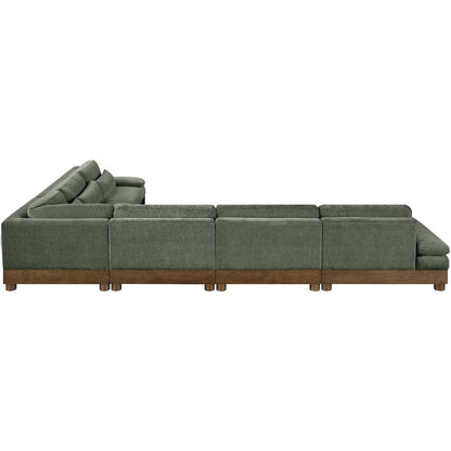 Turin 167.75" Green Chenille Fabric Upholstered 6pc. Modular Sectional