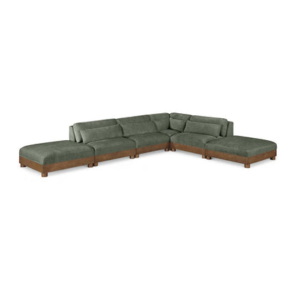 Turin 160" Green Chenille Fabric Upholstered 6pc. Modular Sectional