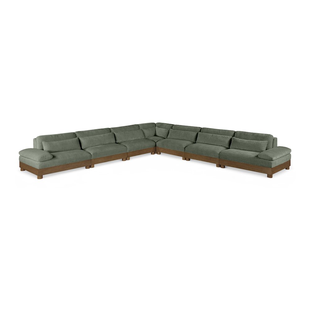 Turin 167.75" Green Chenille Fabric Upholstered 7pc. Modular Sectional