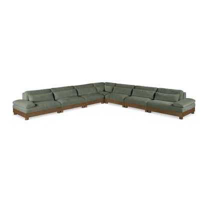 Turin 167.75" Green Chenille Fabric Upholstered 7pc. Modular Sectional