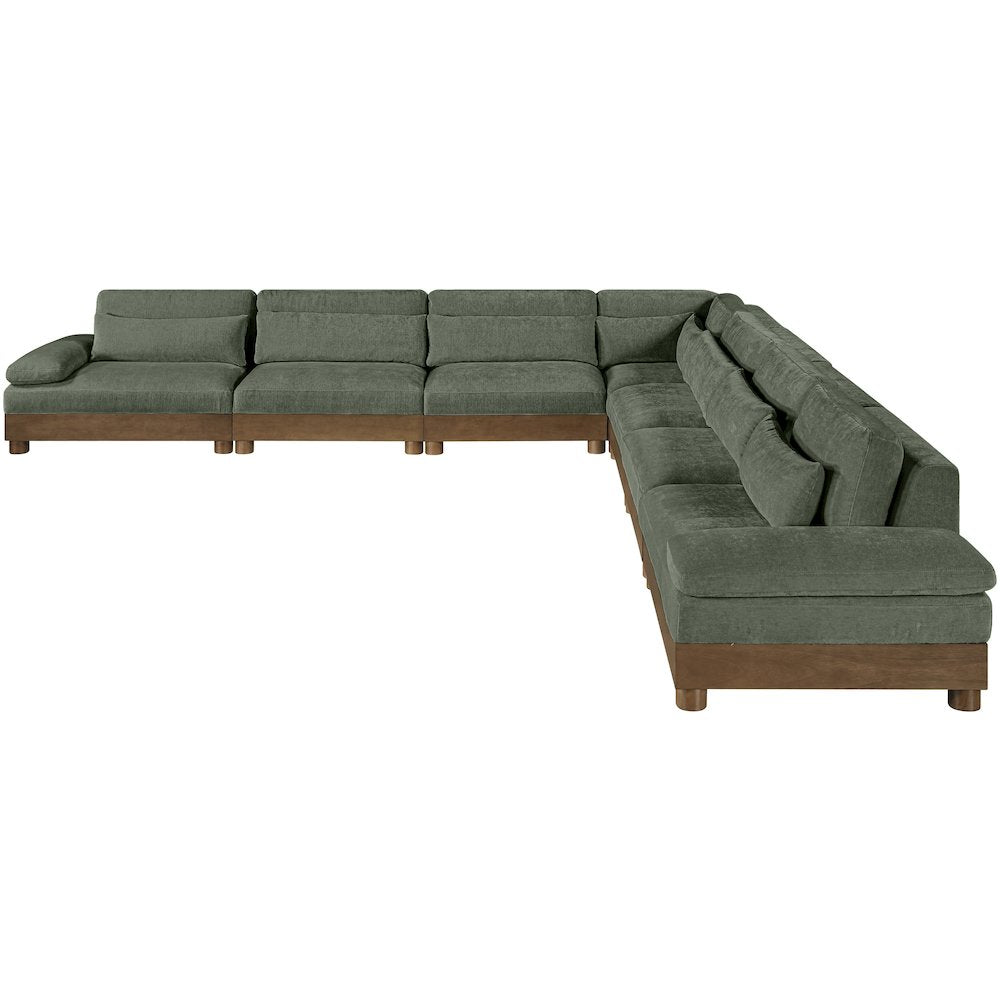 Turin 167.75" Green Chenille Fabric Upholstered 7pc. Modular Sectional