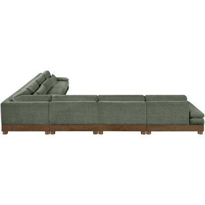 Turin 167.75" Green Chenille Fabric Upholstered 7pc. Modular Sectional