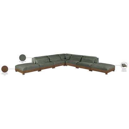 Turin 160" Green Chenille Fabric Upholstered 7pc. Modular Sectional