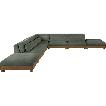 Turin 160" Green Chenille Fabric Upholstered 7pc. Modular Sectional