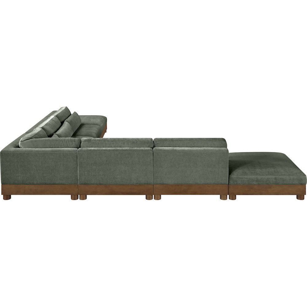 Turin 160" Green Chenille Fabric Upholstered 7pc. Modular Sectional