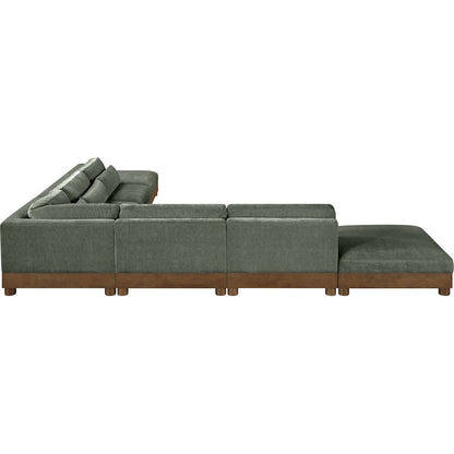 Turin 160" Green Chenille Fabric Upholstered 7pc. Modular Sectional