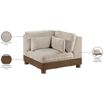 Turin Taupe Chenille Fabric Upholstered Modular Corner Chair