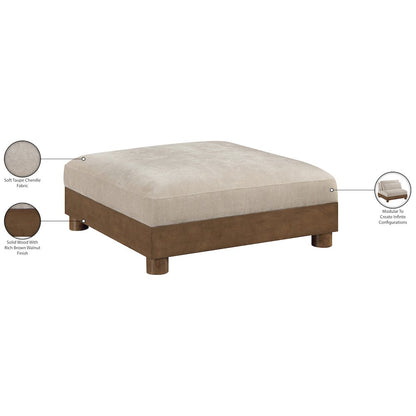 Turin Taupe Chenille Fabric Upholstered Modular Ottoman