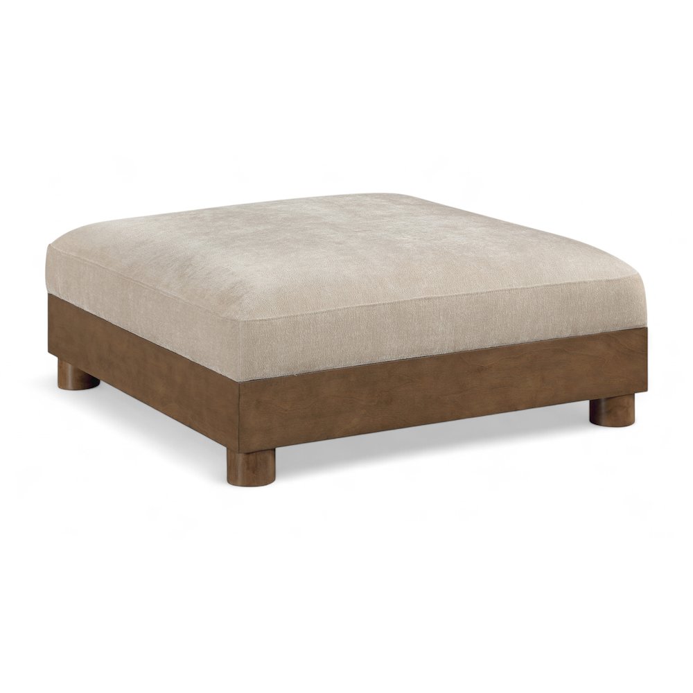 Turin Taupe Chenille Fabric Upholstered Modular Ottoman