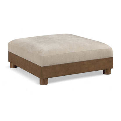Turin Taupe Chenille Fabric Upholstered Modular Ottoman