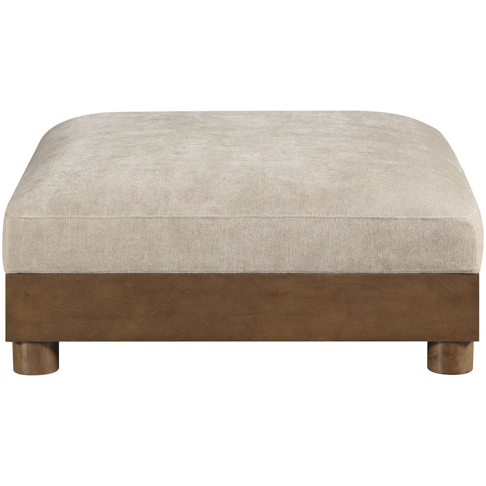 Turin Taupe Chenille Fabric Upholstered Modular Ottoman