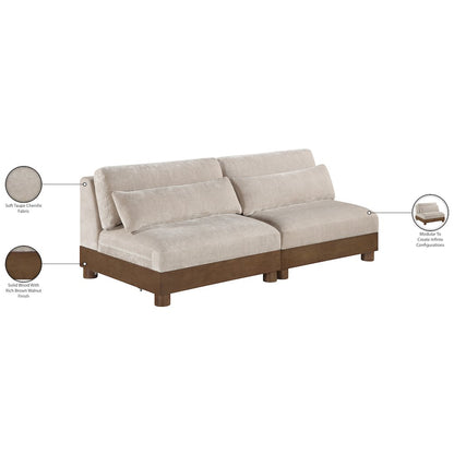 Turin 80" Taupe Chenille Fabric Upholstered 2pc. Modular Loveseat