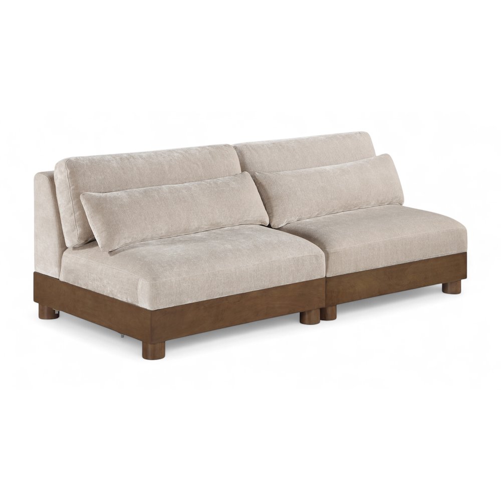 Turin 80" Taupe Chenille Fabric Upholstered 2pc. Modular Loveseat