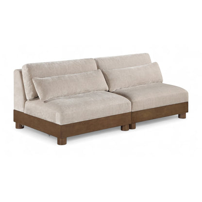 Turin 80" Taupe Chenille Fabric Upholstered 2pc. Modular Loveseat