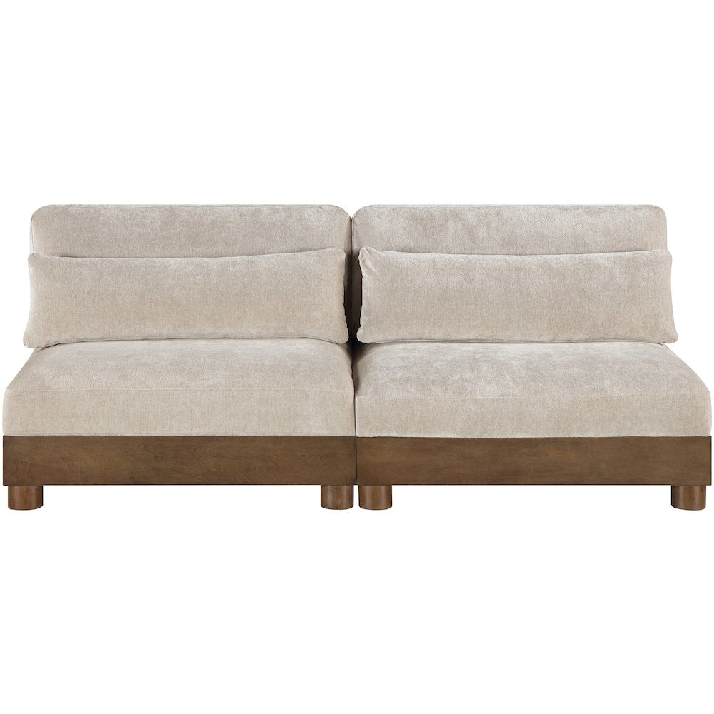Turin 80" Taupe Chenille Fabric Upholstered 2pc. Modular Loveseat