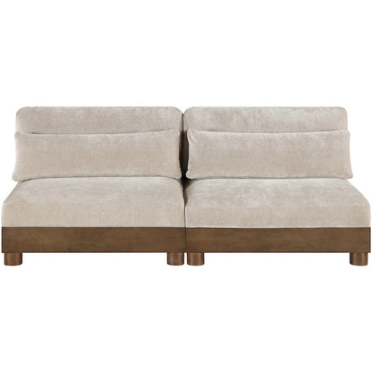 Turin 80" Taupe Chenille Fabric Upholstered 2pc. Modular Loveseat