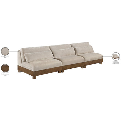 Turin 120" Taupe Chenille Fabric Upholstered 3pc. Modular Sofa