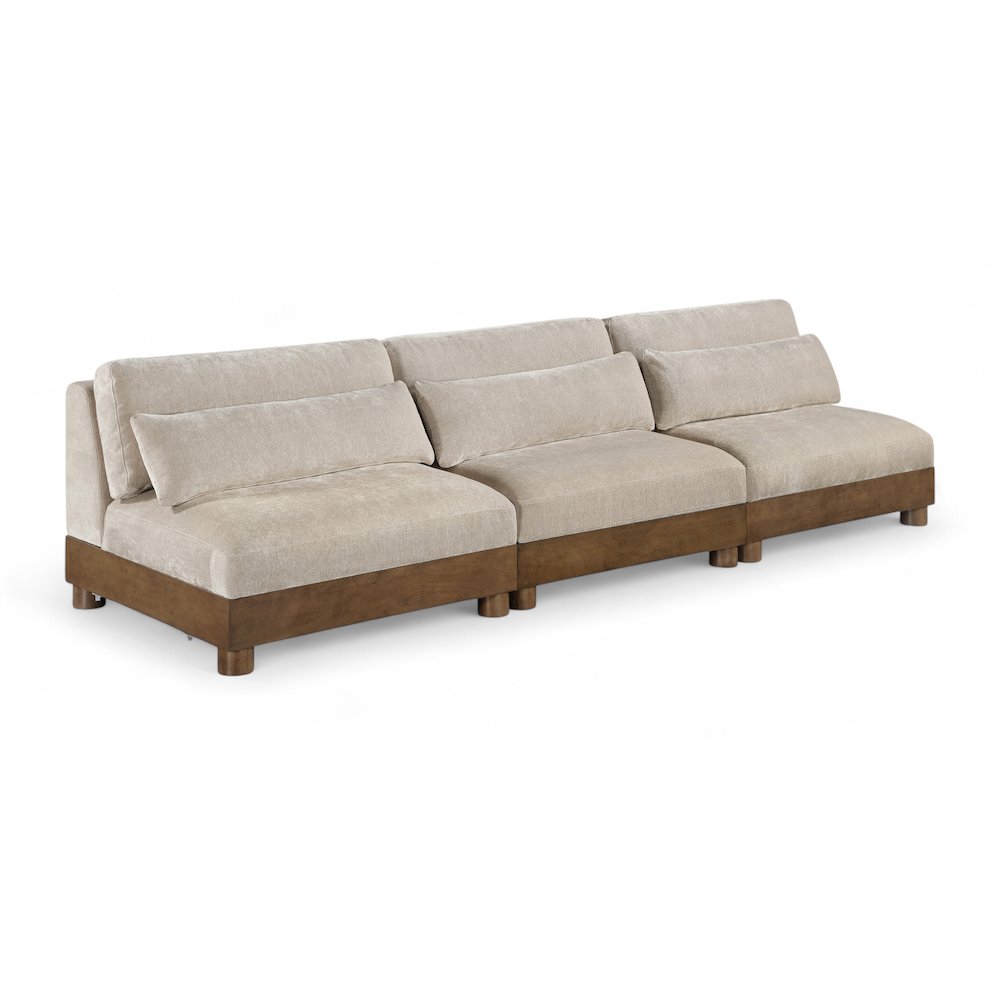Turin 120" Taupe Chenille Fabric Upholstered 3pc. Modular Sofa