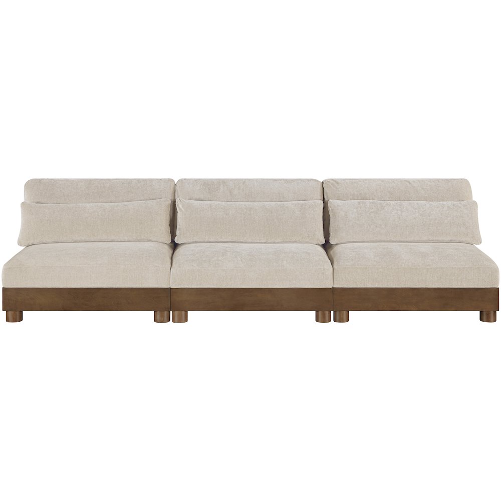 Turin 120" Taupe Chenille Fabric Upholstered 3pc. Modular Sofa