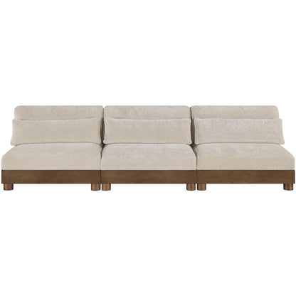 Turin 120" Taupe Chenille Fabric Upholstered 3pc. Modular Sofa