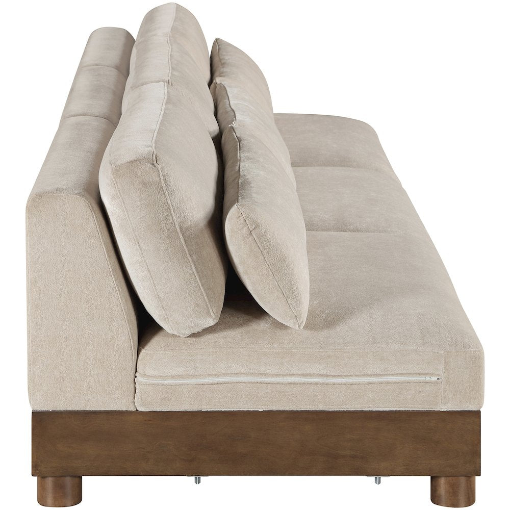 Turin 120" Taupe Chenille Fabric Upholstered 3pc. Modular Sofa