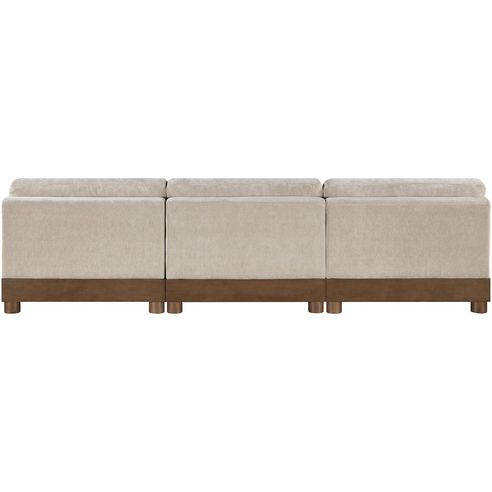 Turin 120" Taupe Chenille Fabric Upholstered 3pc. Modular Sofa