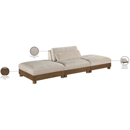 Turin 120" Taupe Chenille Fabric Upholstered 3pc. Modular Sofa