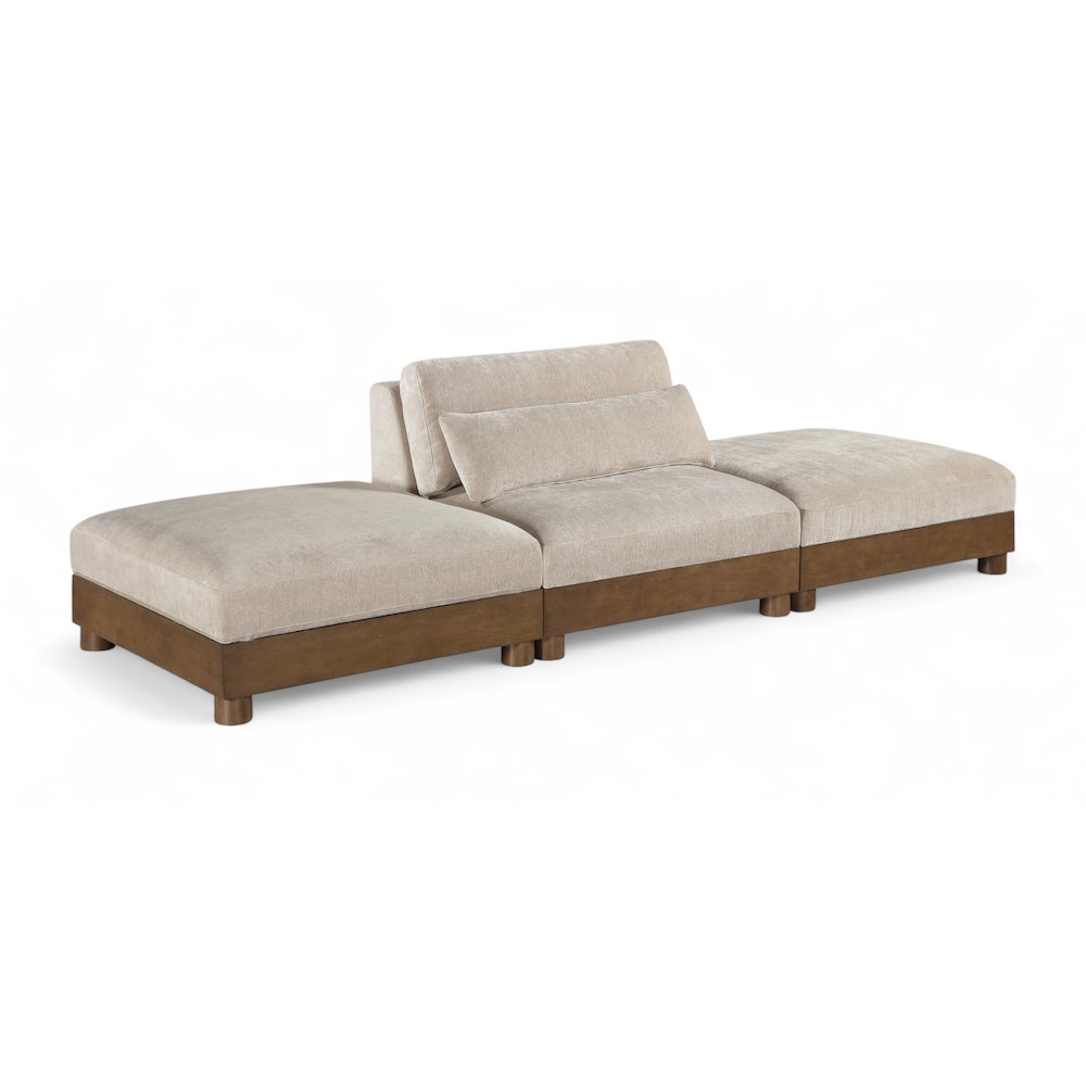 Turin 120" Taupe Chenille Fabric Upholstered 3pc. Modular Sofa