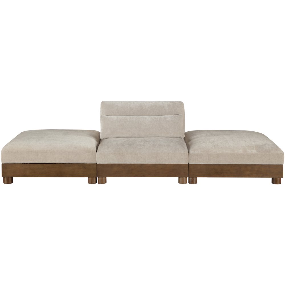 Turin 120" Taupe Chenille Fabric Upholstered 3pc. Modular Sofa