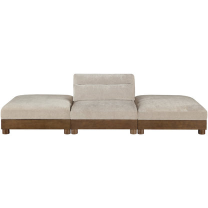 Turin 120" Taupe Chenille Fabric Upholstered 3pc. Modular Sofa