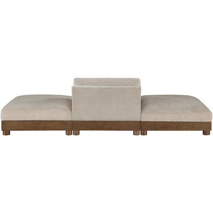 Turin 120" Taupe Chenille Fabric Upholstered 3pc. Modular Sofa