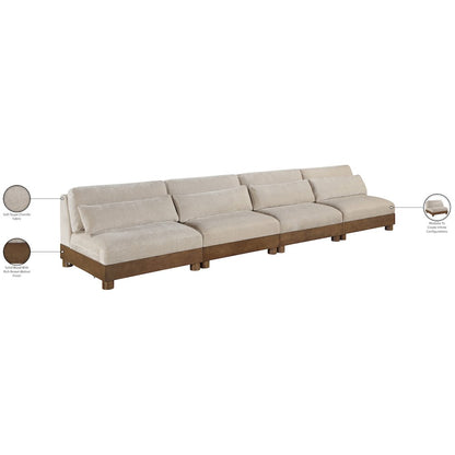 Turin 160" Taupe Chenille Fabric Upholstered 4pc. Modular Sofa