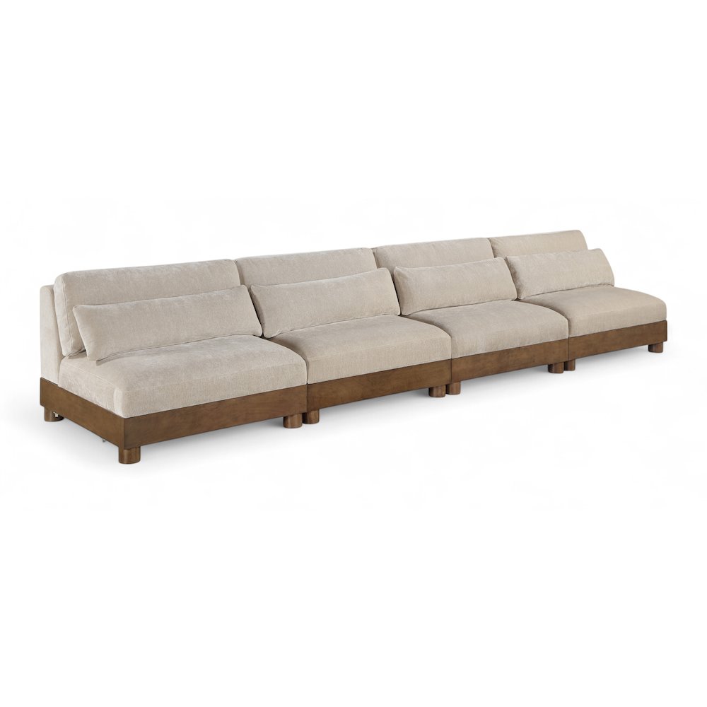 Turin 160" Taupe Chenille Fabric Upholstered 4pc. Modular Sofa