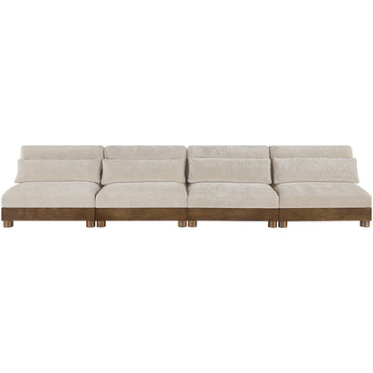 Turin 160" Taupe Chenille Fabric Upholstered 4pc. Modular Sofa