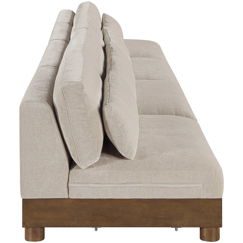 Turin 160" Taupe Chenille Fabric Upholstered 4pc. Modular Sofa