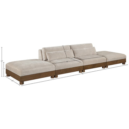 Turin 160" Taupe Chenille Fabric Upholstered 4pc. Modular Sofa