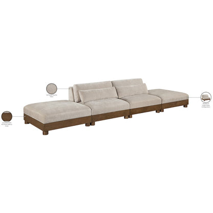 Turin 160" Taupe Chenille Fabric Upholstered 4pc. Modular Sofa