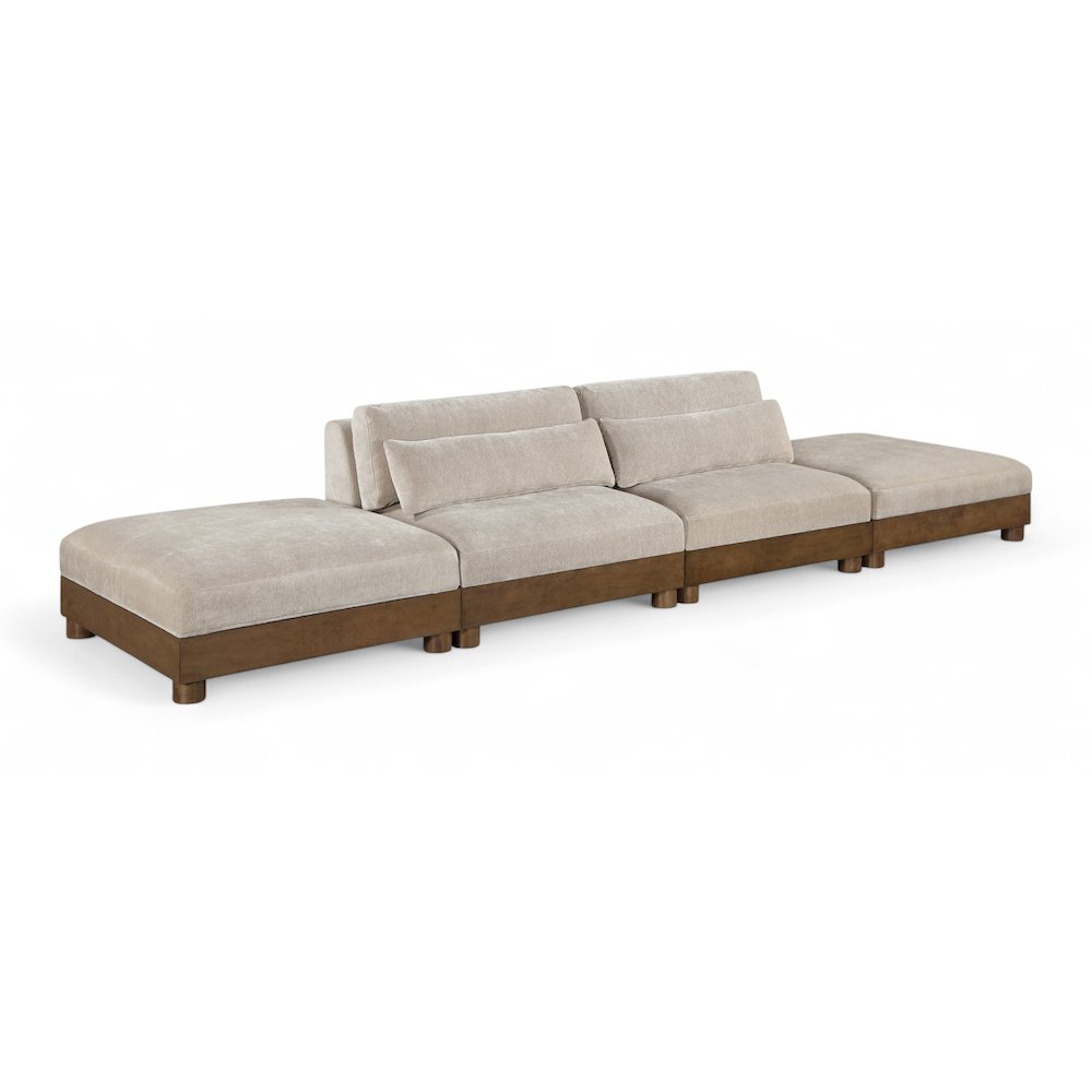 Turin 160" Taupe Chenille Fabric Upholstered 4pc. Modular Sofa