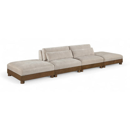 Turin 160" Taupe Chenille Fabric Upholstered 4pc. Modular Sofa
