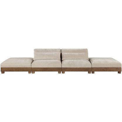 Turin 160" Taupe Chenille Fabric Upholstered 4pc. Modular Sofa