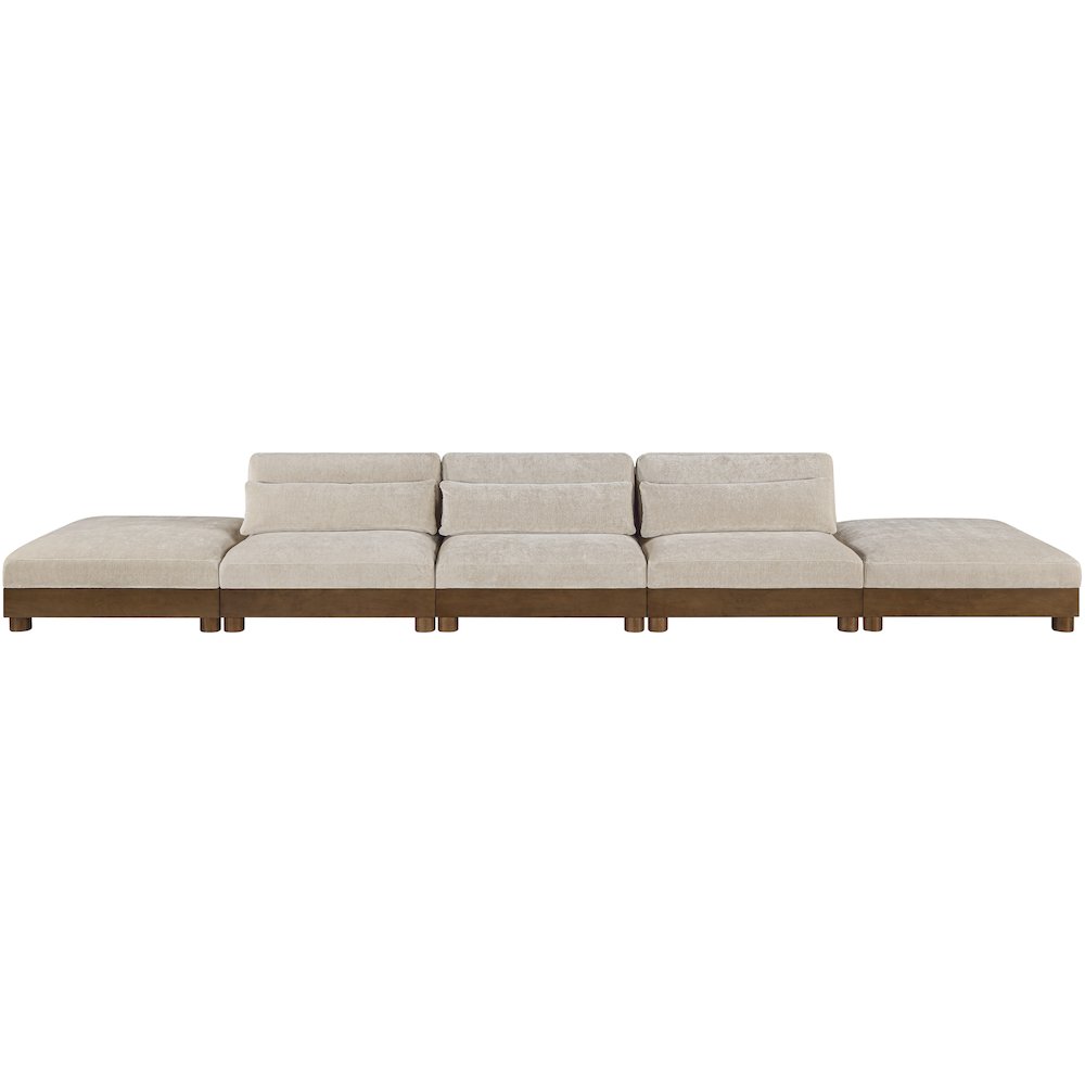 Turin 200" Taupe Chenille Fabric Upholstered 5pc. Modular Sofa