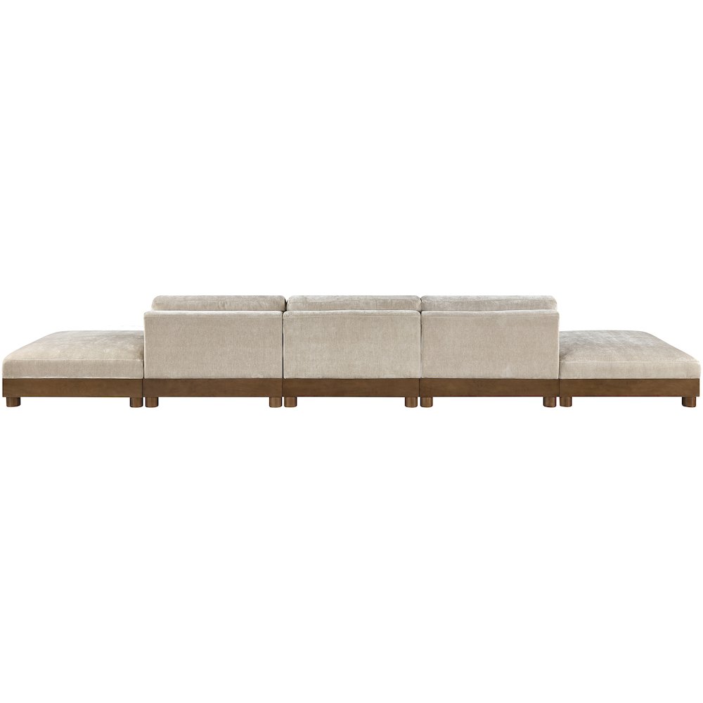 Turin 200" Taupe Chenille Fabric Upholstered 5pc. Modular Sofa
