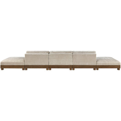 Turin 200" Taupe Chenille Fabric Upholstered 5pc. Modular Sofa