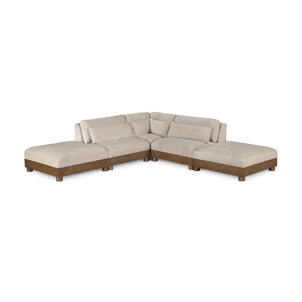 Turin 120" Taupe Chenille Fabric Upholstered 5pc. Modular Sectional