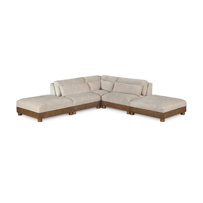 Turin 120" Taupe Chenille Fabric Upholstered 5pc. Modular Sectional