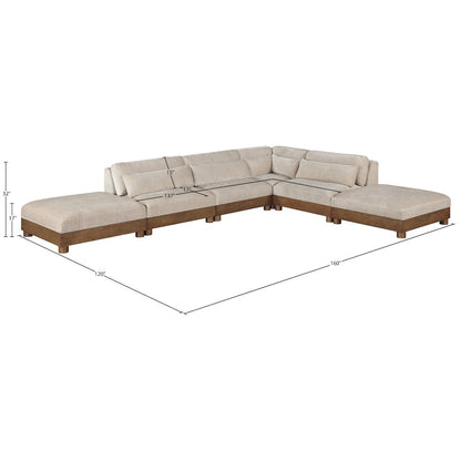 Turin 160" Taupe Chenille Fabric Upholstered 6pc. Modular Sectional