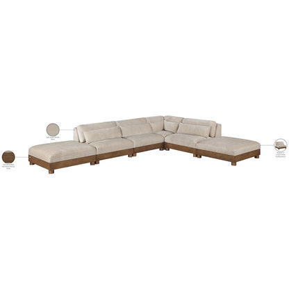 Turin 160" Taupe Chenille Fabric Upholstered 6pc. Modular Sectional